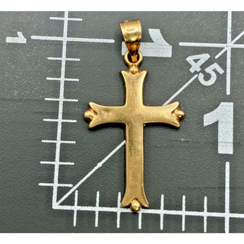 14K Gold Cross Solid Charm